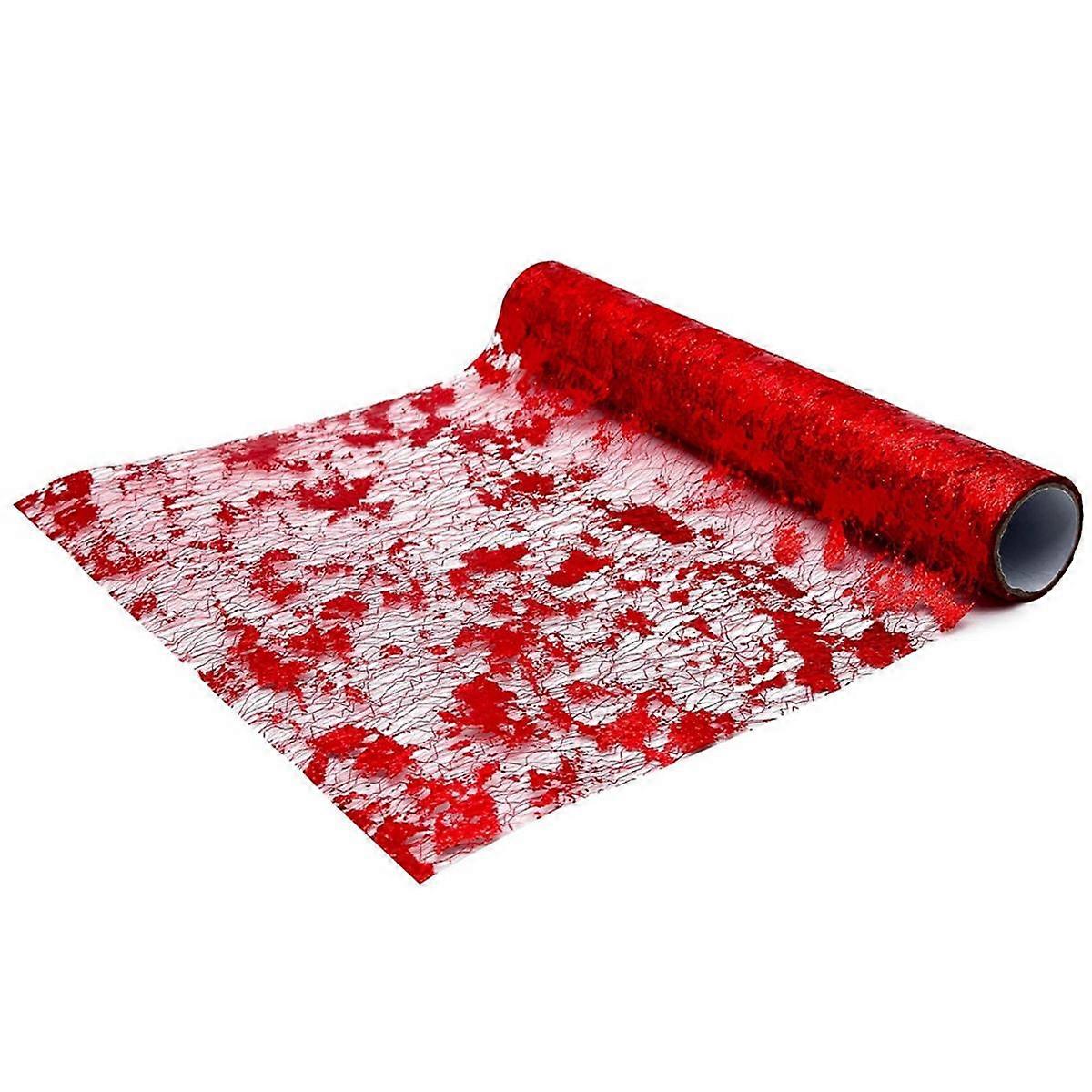 Red Table Runner Glitter Metallic Thin Mesh Table Runner Sparkly Table Decorations for Wedding, Bri