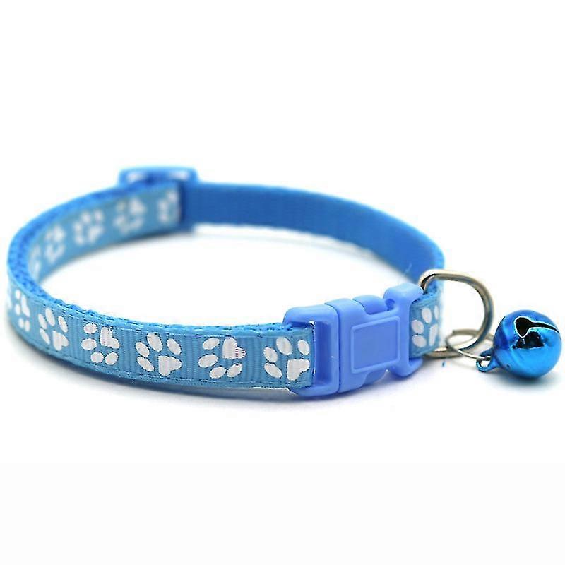 Pet Patch Dog Cat One Footprint Bell Cat Buckle Collar-sky Blue