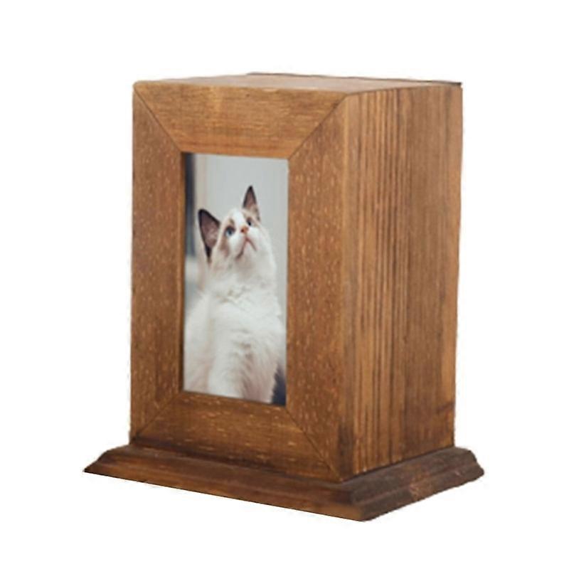 H55A Pet Urns with Photo Frame Funeral Cremation Small Box Urn Loving Memory Black brown