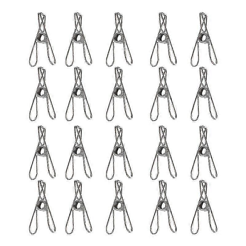 20pcs Multi Function Windproof Clothes Clips Portable Stainless Steel Clamps