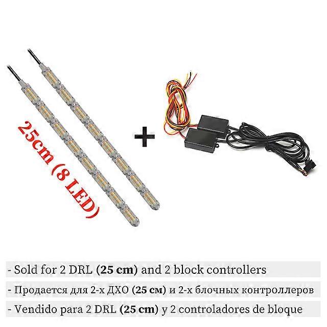 2pcs Waterproof Flexible Universal Car Led DRL Daytime Running Light White Headlight LED Strip Flowing Turn Signal Lights