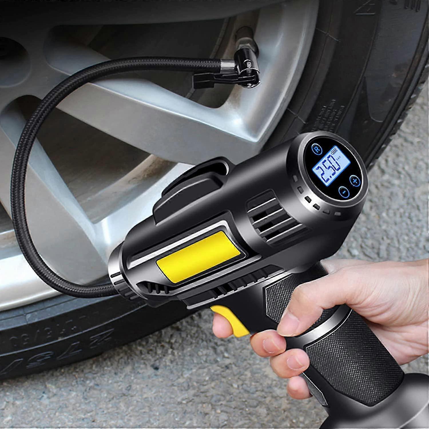 Tire Inflator, Cordless Car Tire Pump With Rechargeable Lithium Ion Battery, Car Power Adapter