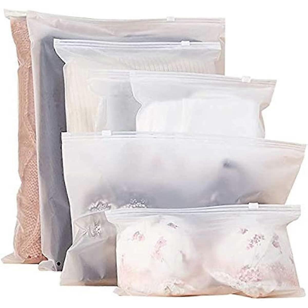 50 Pcs Frosted Resealable Bag Plastic Zip-Lock Seal Clothes Bags