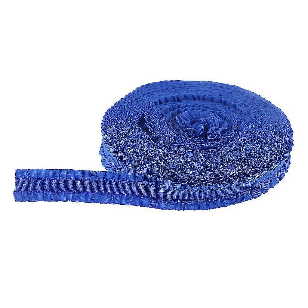 1 Roll Picot Edge Stretch Lace Double Ruffle Ribbon Sewing Crafts Blue