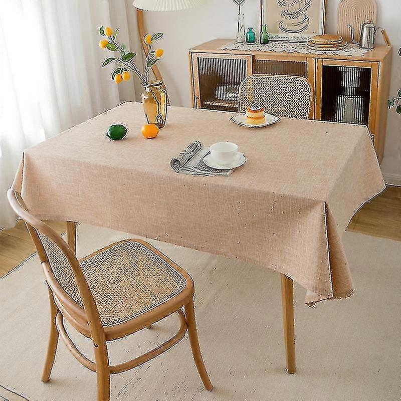 One piece (hessian beige waterproof, 90*90cm) simple waterproof tablecloth