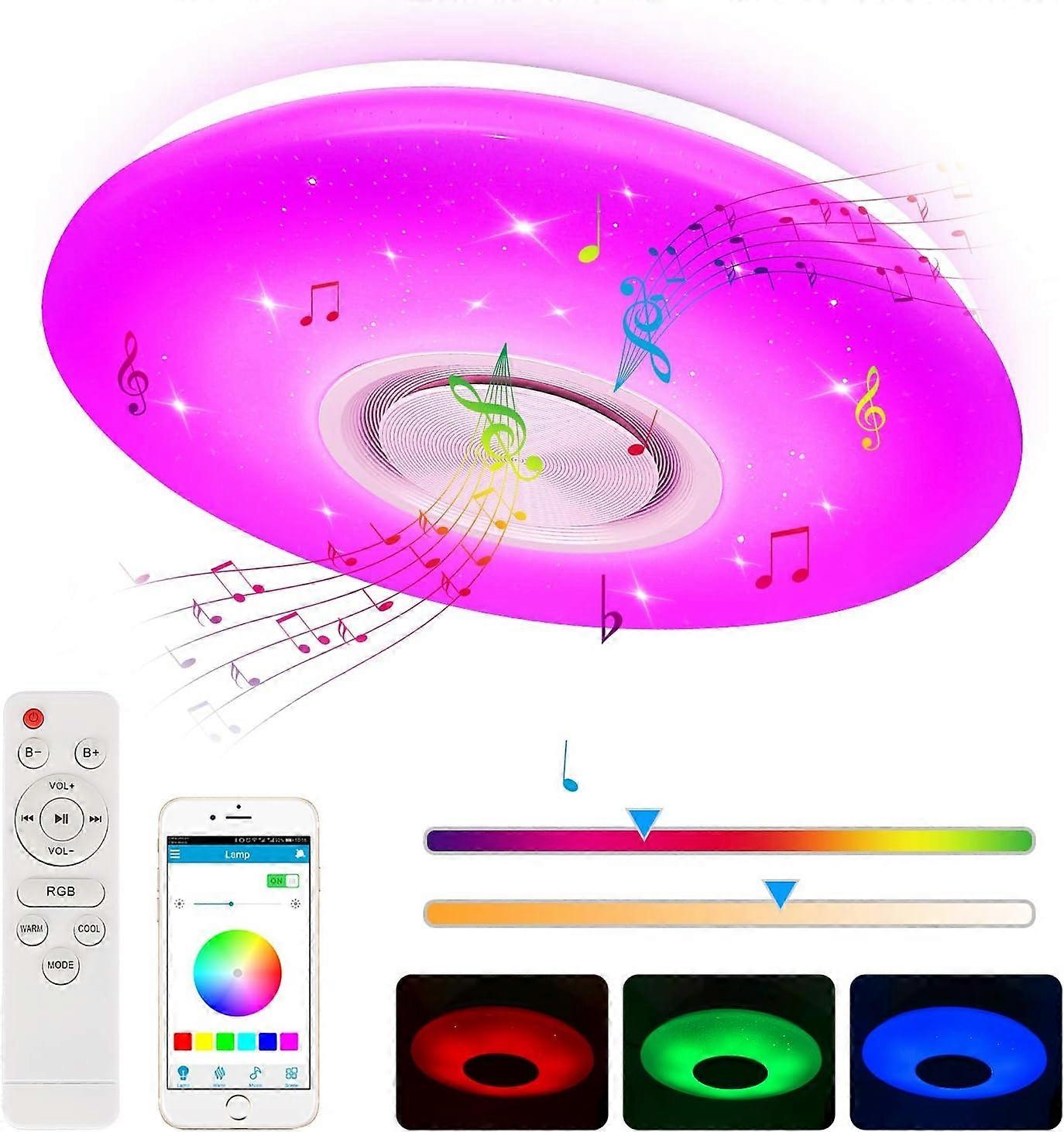LED ceiling light, 24W ceiling lamp with remote control Bluetooth speaker, RGB living room lamp
