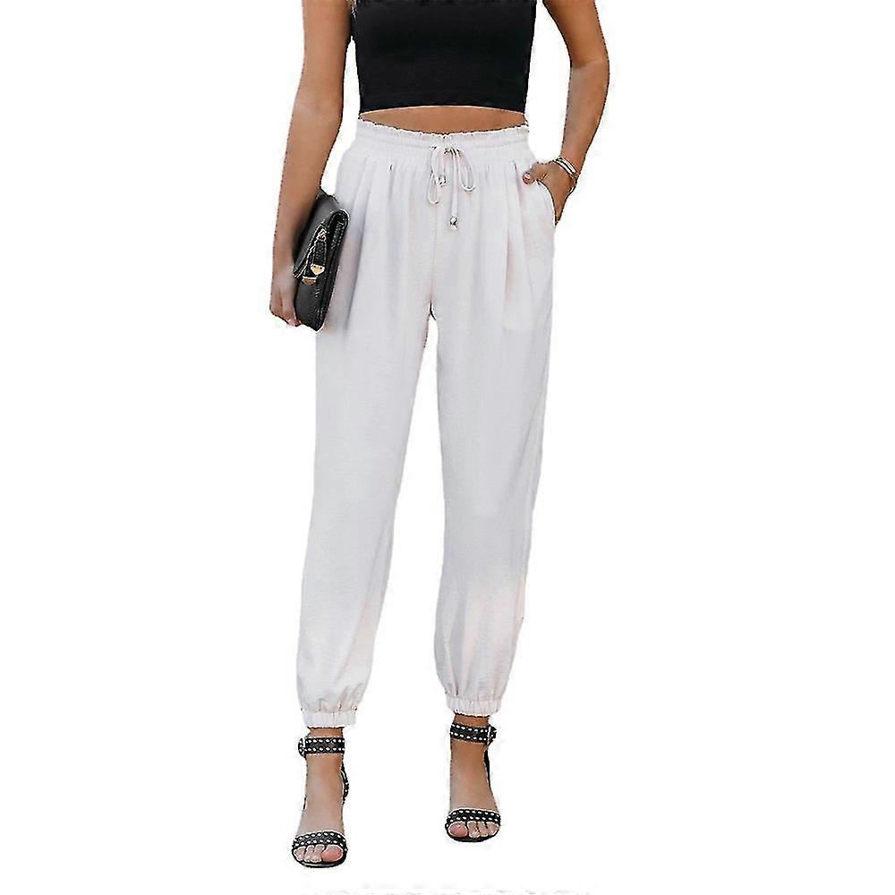Femmes Elastic Waist Drawstring Pantalon Pantalon Décontracté Avec Poches