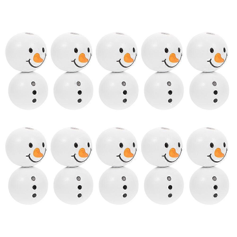 20 قطع عيد الميلاد حبات خشبية DIY الخرز فضفاضة الزخرفية الكرتون ثلج الخرز