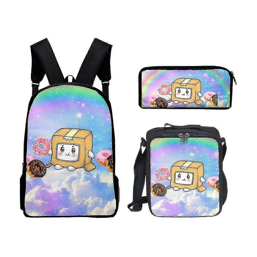 Backpack Set Of Three Large Capacity 3d Print Backpack Cartoon Cartoon Backpack