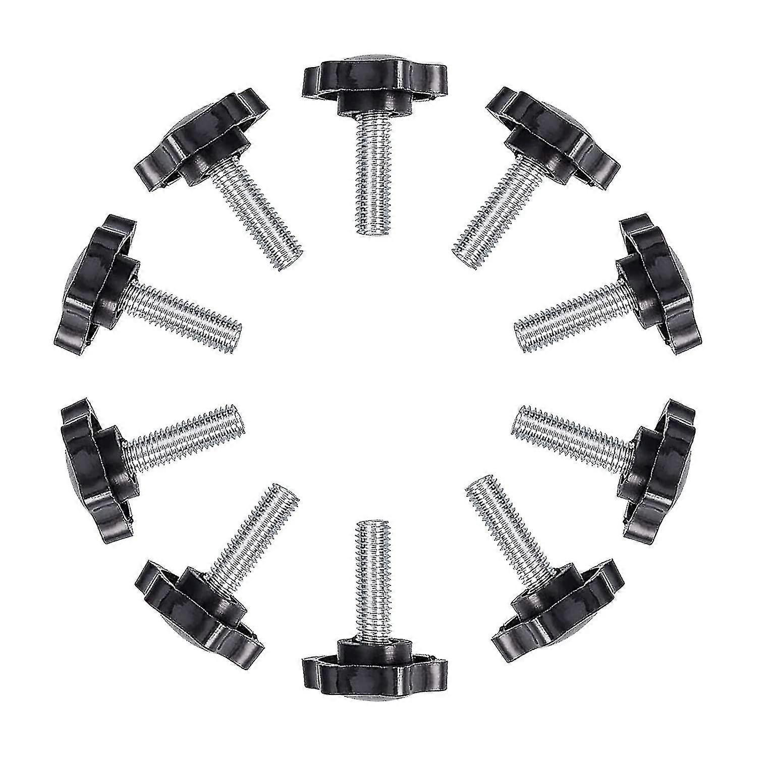 10 Pack Durable Plastic Star Head Threaded Knurled Screws, Iron Handle Knobs, Machinery Latch Clamp Screws, M6x25mm