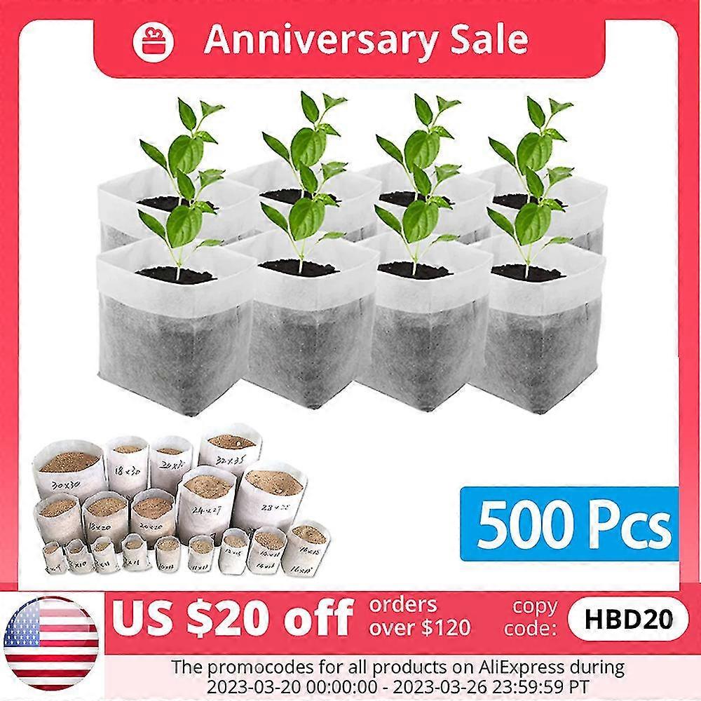 100-500pcs Biodegradable Nursery Bag Plant Grow Bags Non-woven Fabric Seeds To Sow Flower Pots For Home Garden Accessories Tools