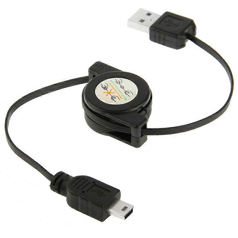 USB 2.0 to Mini 5 Pin Retractable Data Cable
