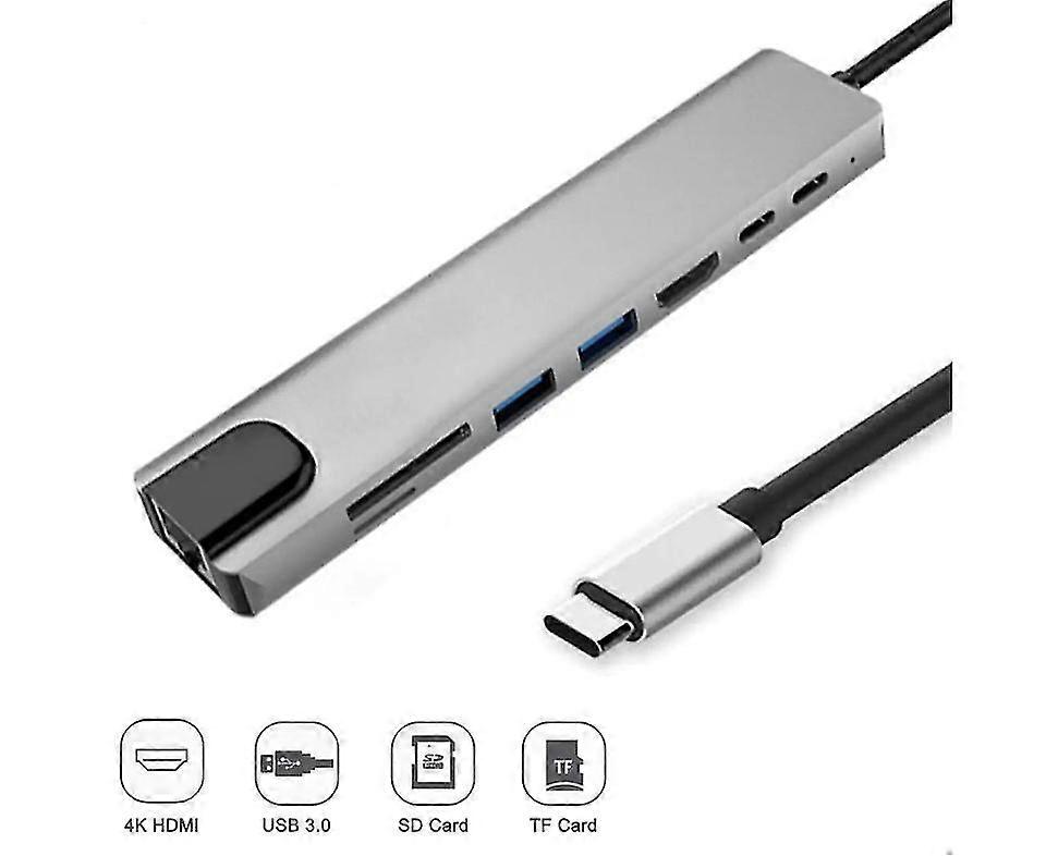 Type-c 8 In 1 Hub Multi-function Docking Station Usb Hub Hdmi Converter Pd Charging