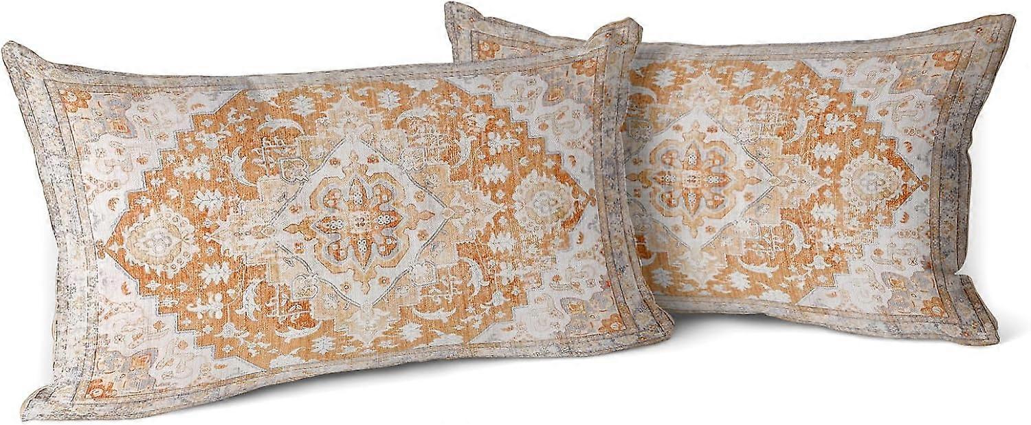 Housses de coussin boho jaune lot de 2 Monaco tapis persan tapis Double face motif coton doux taie d’oreiller housse de coussin taie d’oreiller pour Garden Co