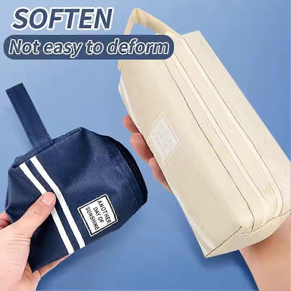 Estojo de lápis portátil de camada dupla Bolsa de lápis com zíper duplo Fornecimento de artigos de papelaria