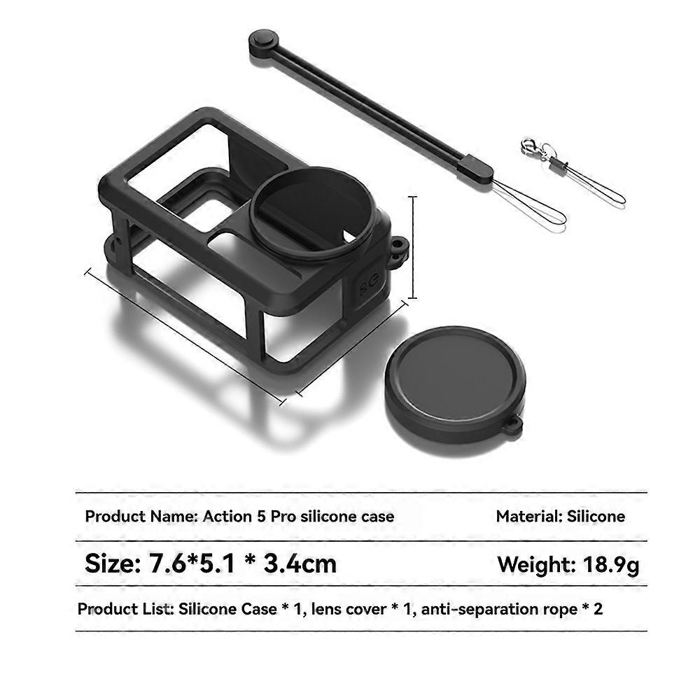 Camera Silicone Cover Lens Cap Lens Protector Accessories for DJI OSMO Action5 Pro(Black)
