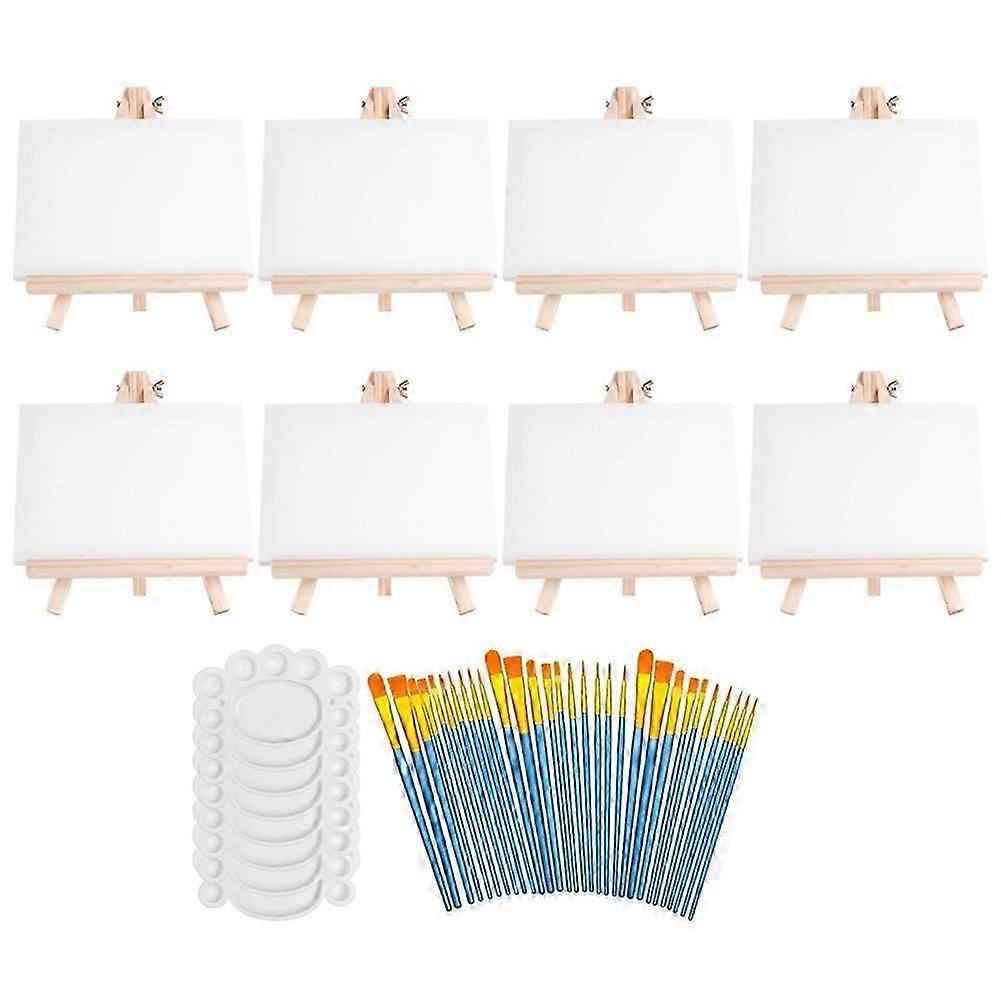 Canvas With Easel Set,canvas Boards With Wooden Easels, Paint Brushes Canvas Panel Painting Kit For
