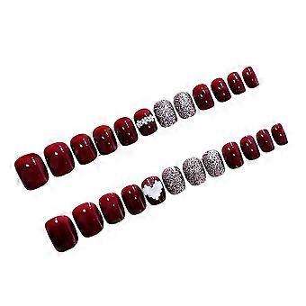 24 Pcs False Nail No Fading Waterproof Nail With Adhesive Tabs  Jelly Glue Model