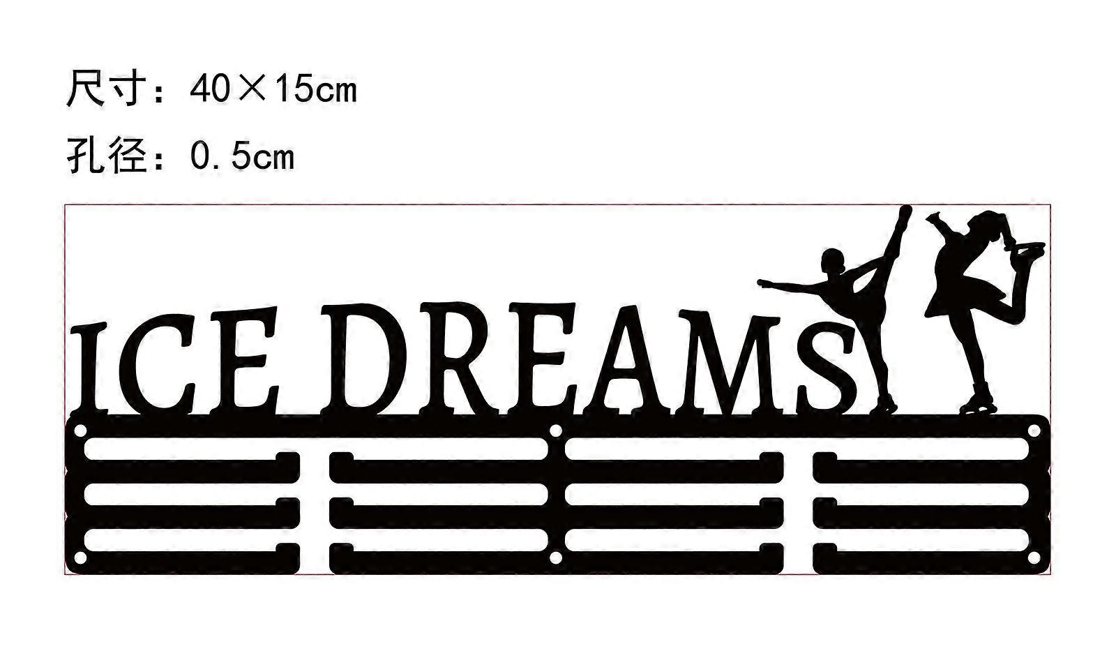 鉄メダルハンガーホルダーディスプレイウォールラックネジ付き3ラインブラックスポーツ150x400mm穴:5mm