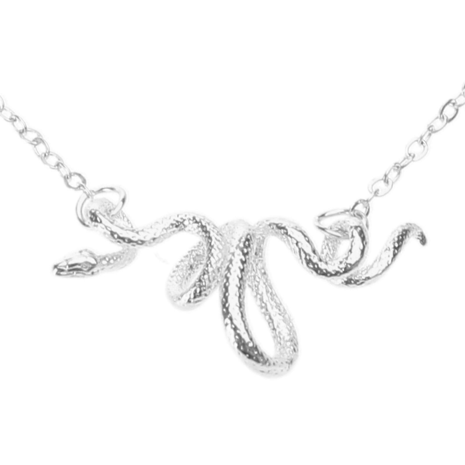 Adjustable Length Snake Charm Necklace Adjustable Length Snake Charm Necklace Accessory for Unique Style Enthusiasts  Silver