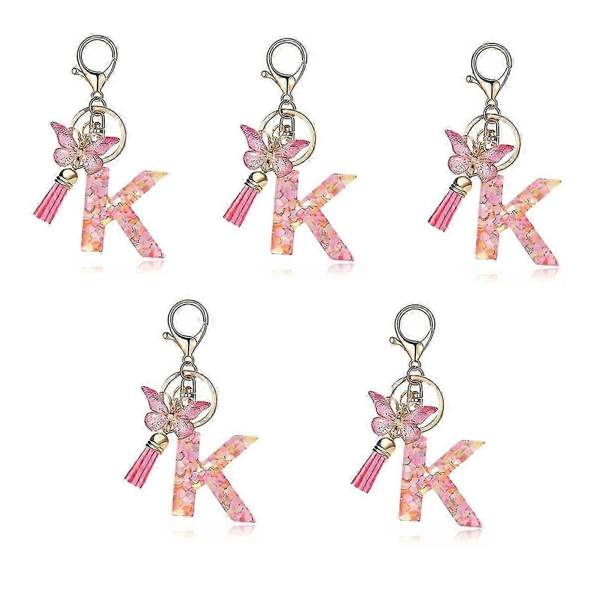 Pendentif clé en cristal époxy rose de type K pour femme