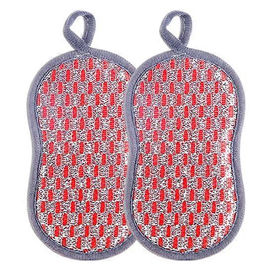 2Pcs Dishwashing Sponge Scrubber with Lanyard Wear Resistant Rich Foam Dual-Sided Non Scratch Kitchen Dish Sponge