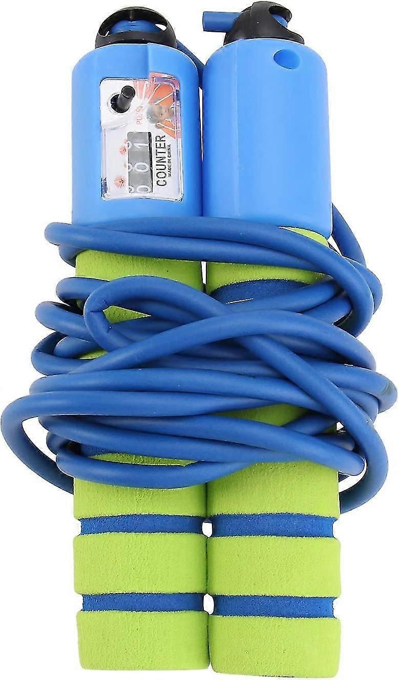Anti- Slip Jump Rope Skipping Rope With Counter For Children Age 5 To 10 Year Old (green+ Blue)1pcs)