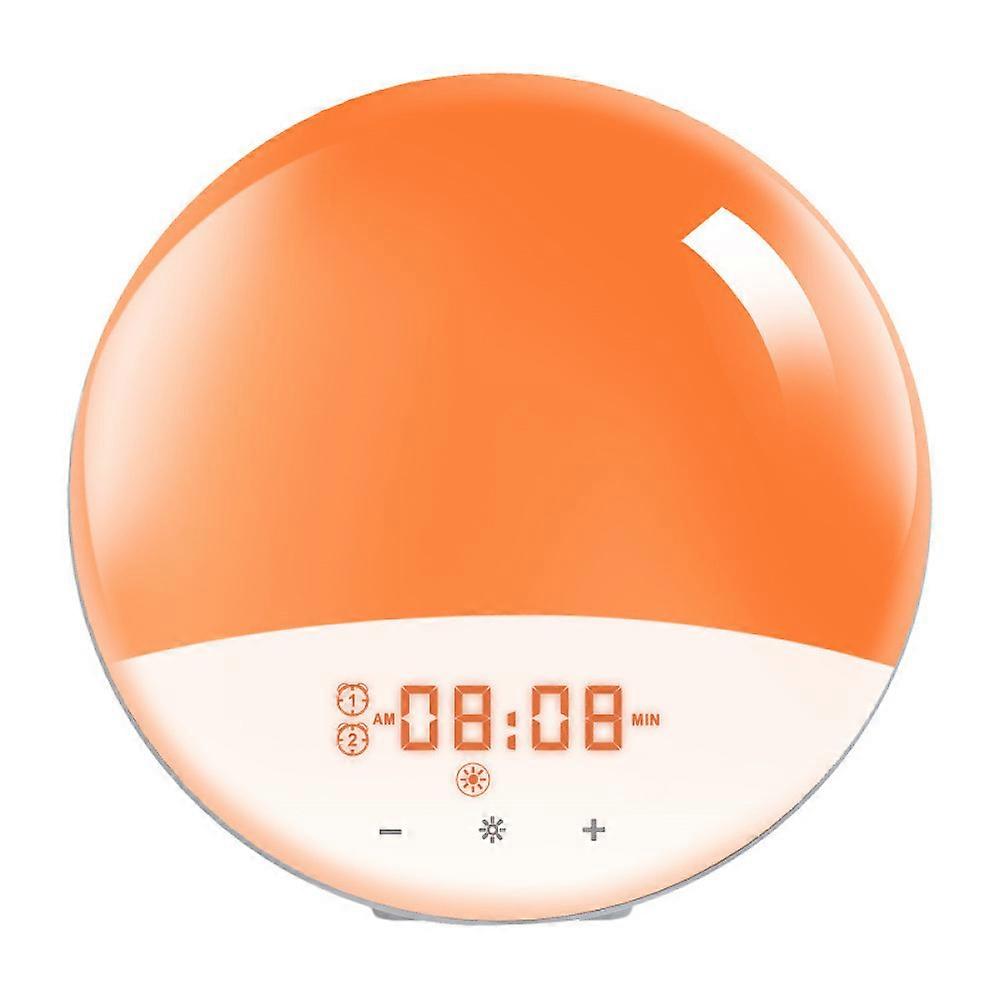 Lámpara LED radio despertador mañana brillante lámpara de noche simulador de amanecer y anochecer 2 despertador 7 función de sonido natural