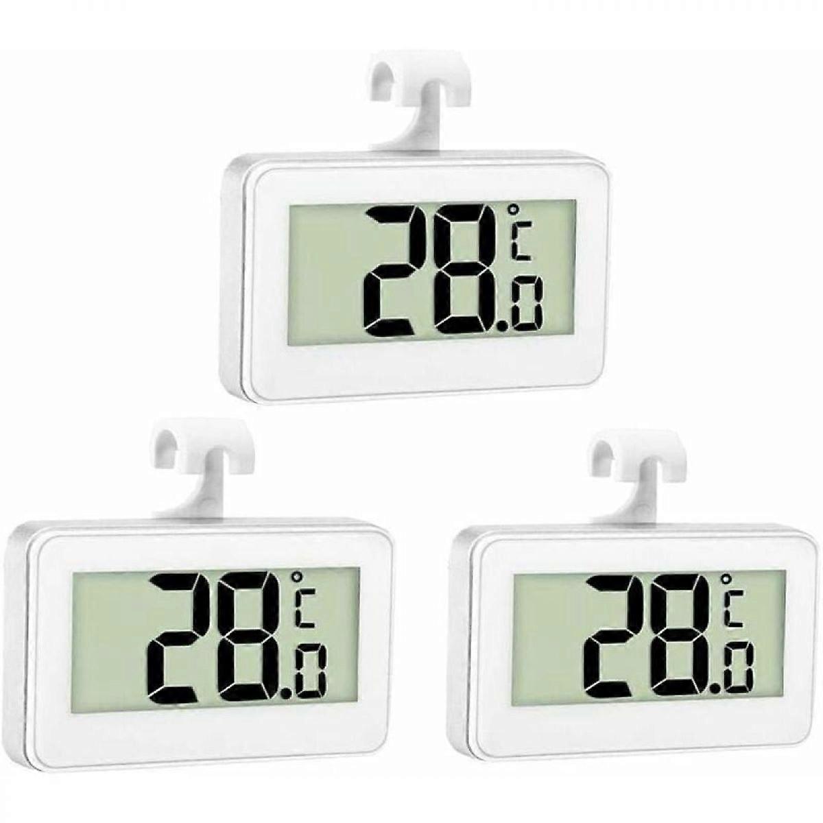 3x Digital Fridge Thermometer, Waterproof Freezer Thermometer with Hook