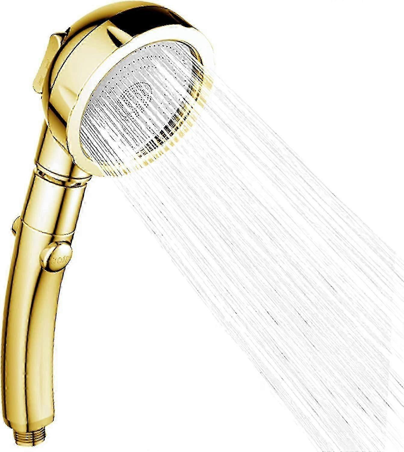 Shower Head High Pressure Water Saving Shower Handheld Stainless Steel Shower Heads Handheld Universal 3 Mode Function Chrome (gold)
