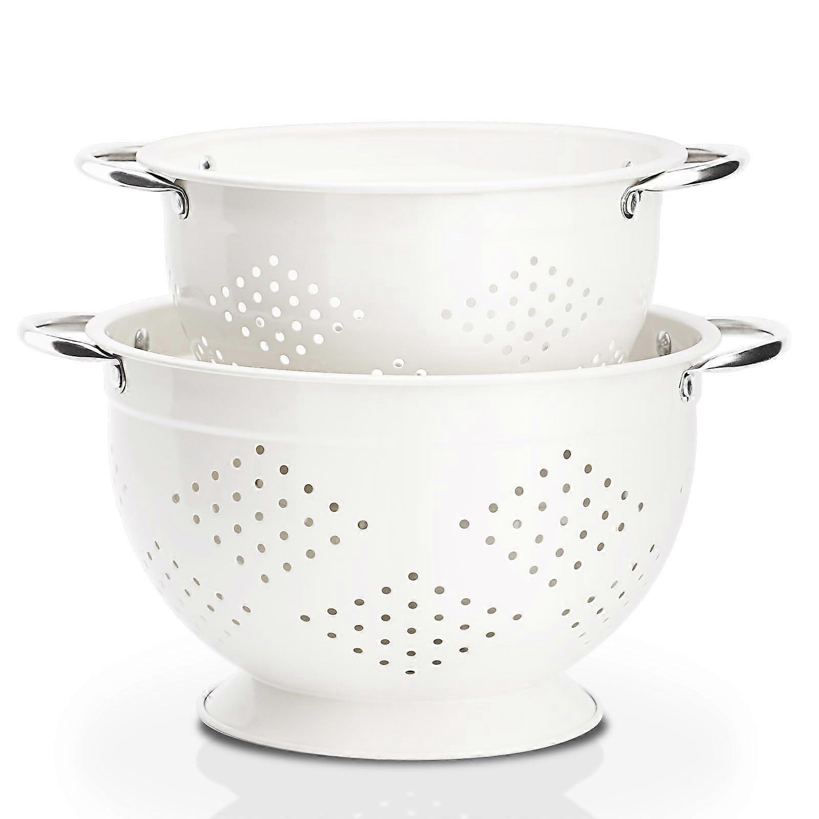 Powder Coated Steel Colanders Set, 3 Quart & 5 Quart