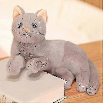 Grau 30 cm lebensechte Britisch Kurzhaar Katze Plüsch Spielzeug Niedliche ausgestopfte Simulation 3-farbige Katze Tier Puppe Kinder Home Decor Baby Geschenk