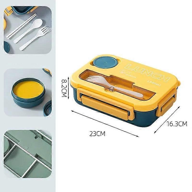 1300ML Portable Lunch Box Kids Students Office Bento Box With Fork and Spoon Microwave Food Storage Container