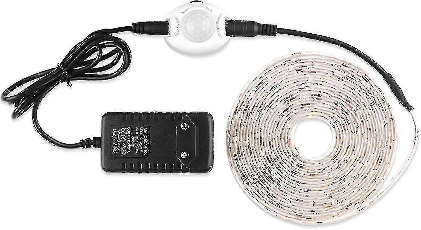 5m Warm White LED Night Light with Flexible Strip and PIR Motion Sensor
