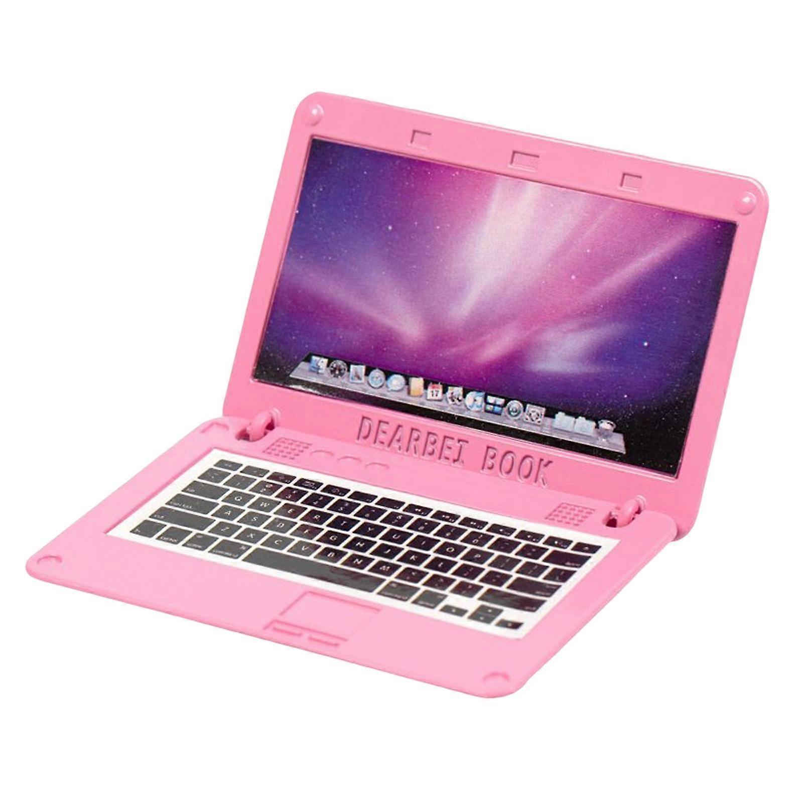 Dollhouse Laptop Tablet Scene Simulation Notebook for Study Decor Pink