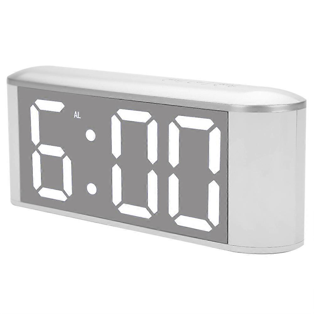 LED Mirror Surface Digital Alarm Clock Snooze Indoor Temperature Thermometer Mirror Finish Temperature Readout