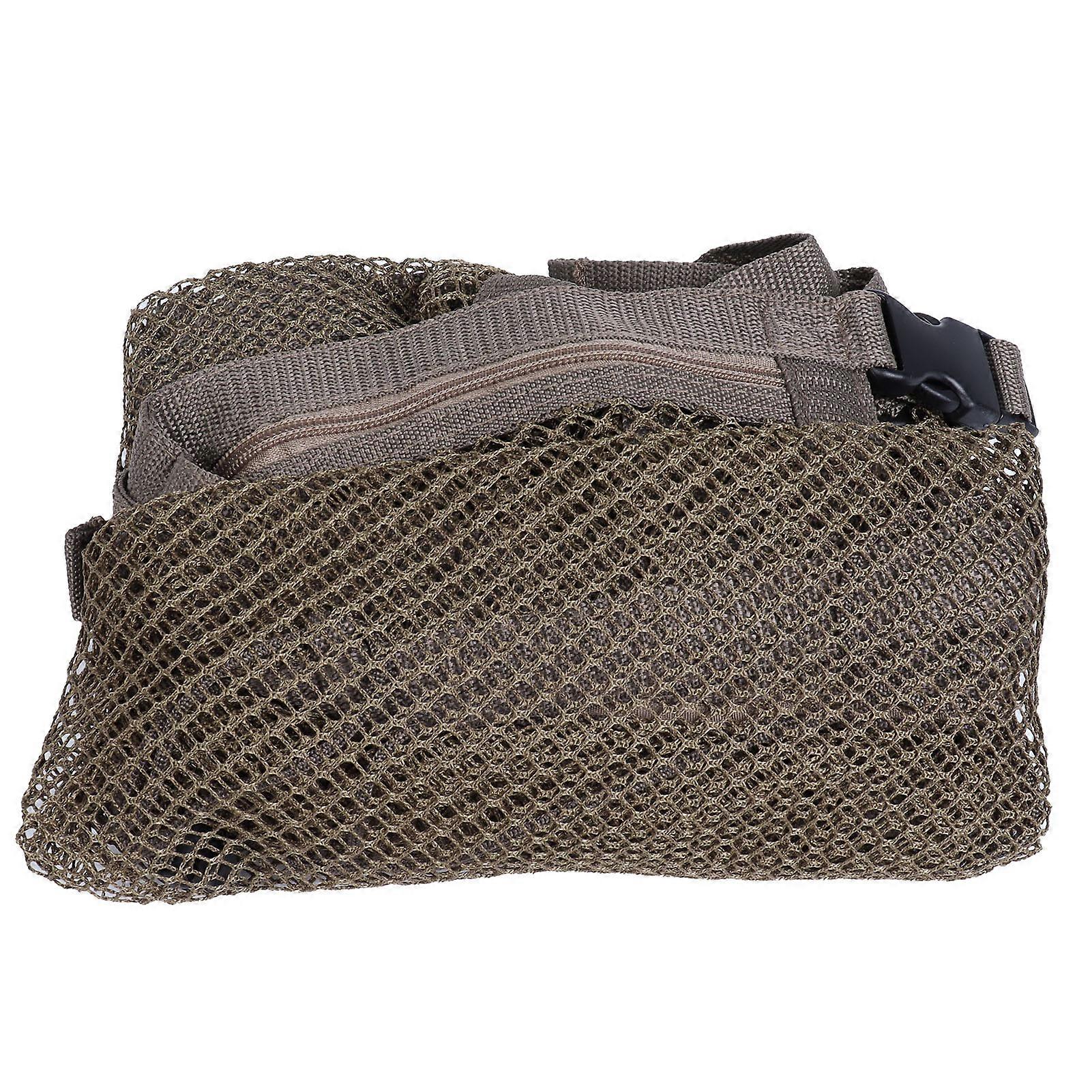 Car Ceiling Storage Net Organizer Bag with Drawstring, Khaki, Multifunctional for Car Interior, Durable Material, Space-Saving Design