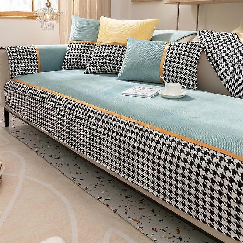 Qianniao grid sofa cushion, all season universal, full coverage fabric, anti slip and dirt resistant, living room sofa cushion