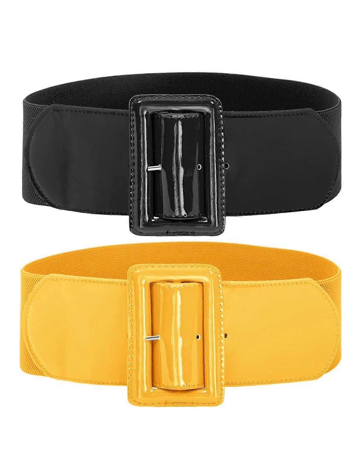 בגדי ריקוד נשים חגורה נמתחת חגורה אלסטית רחבה שחורלבן