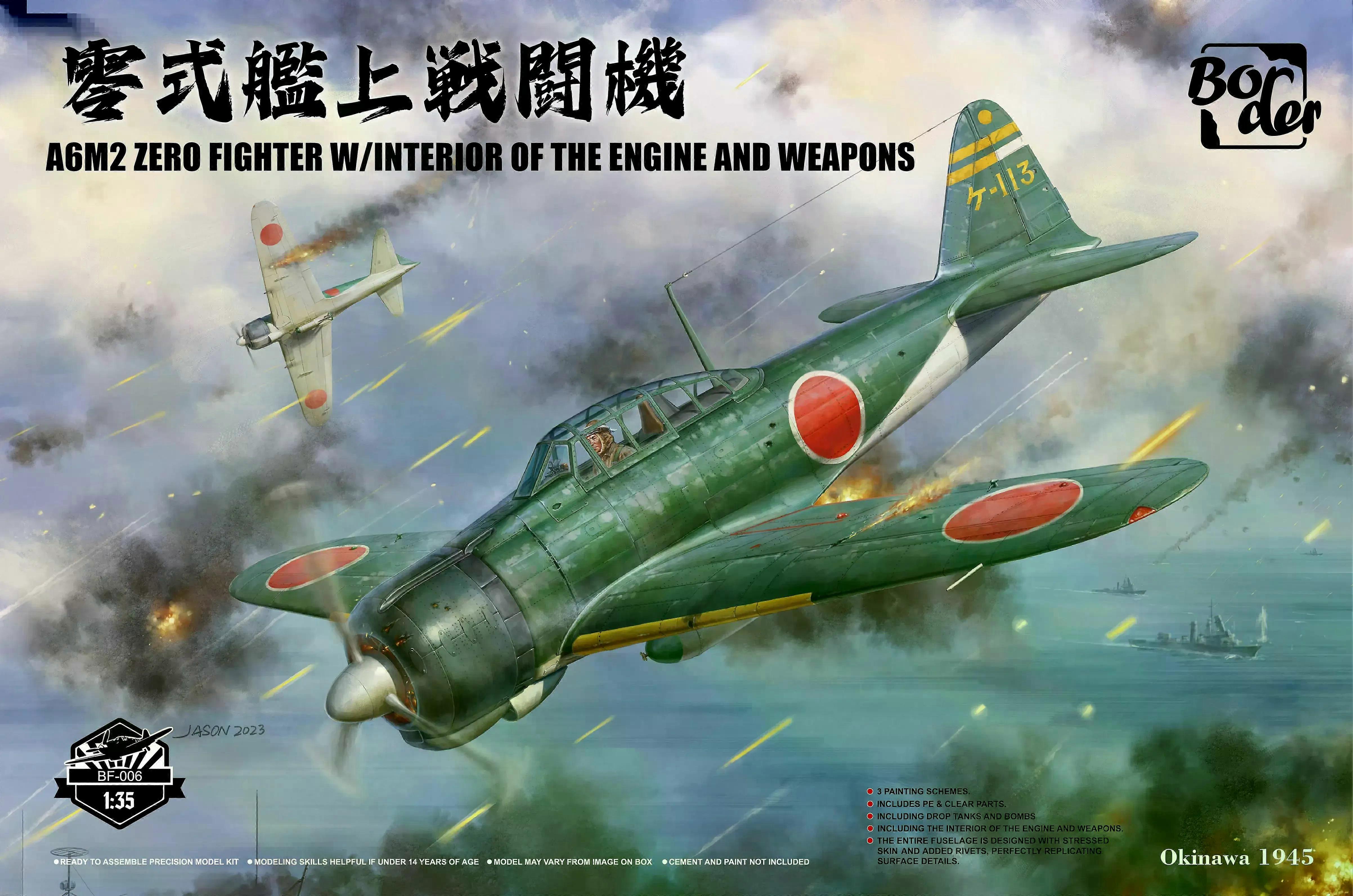 Border Assembled Aircraft Model Kit BF-006 A6M2 Zero Fighter with Built-in Engine Assembly 1/35 Assemble