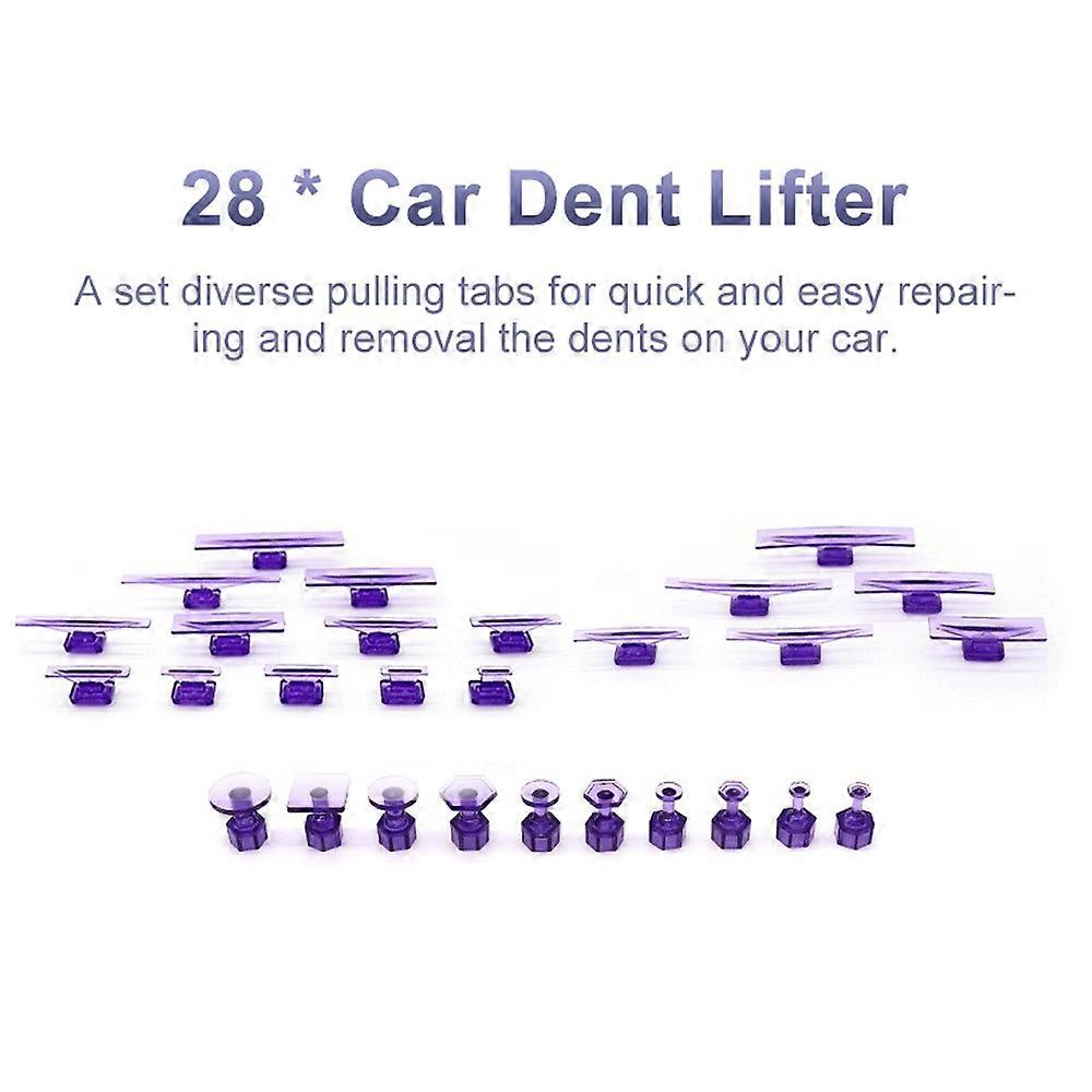 28Pcs Car Tabs Dent Lifter Dent Puller Kit Dent Removal Tools Set For Auto Paintless Dent Repairing 