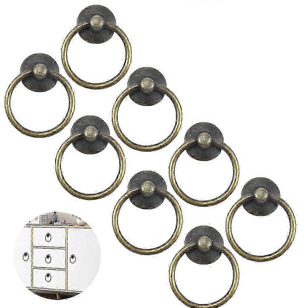 8pcs Vintage Cabinet Ring Knobs Round Antique Drawer Pulls Handle