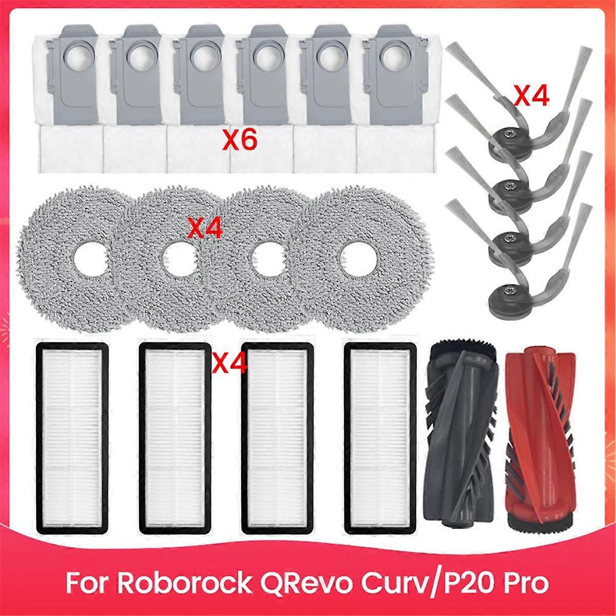 20PCS for QRevo Curv/P20 Pro Sweeper Accessories Main Side Brush Filter Rag Dust Bag Cleaner Parts Replacement