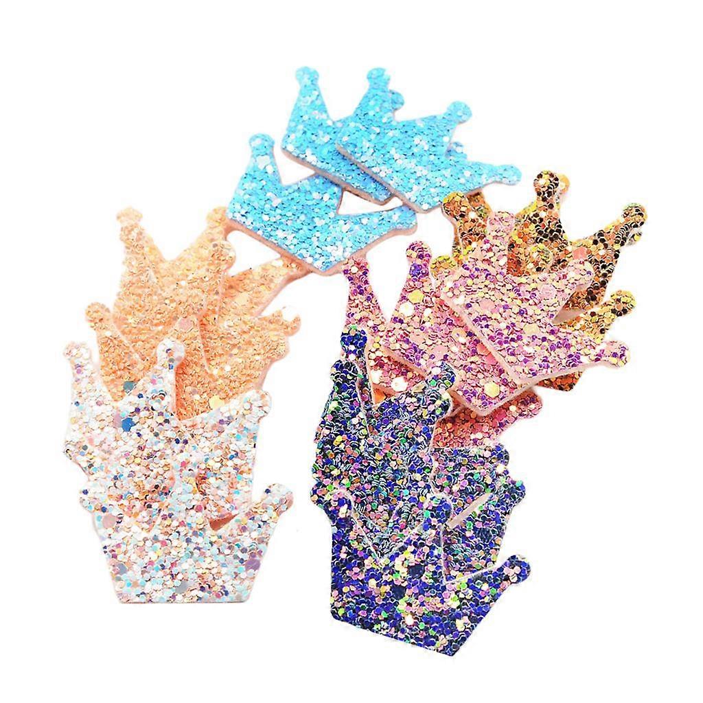 20 Τεμάχια Μικτή Glitter Sequin Crown Felt Applique Embellishment DIY Crafts