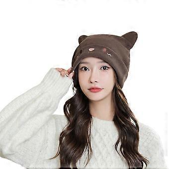 Knitted Slouchy Woolen Beanie Hat for Womens Winter Soft Warm Ladies Woolen Knitted Skull Beanies Cap  Pink