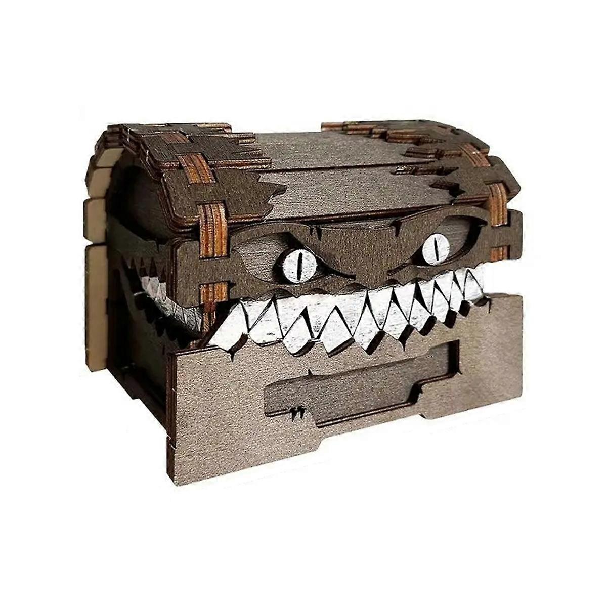 Treasure Chest Figure - Dice Storage and Wooden Craft Collectible Display Storage Box Coin Boxs