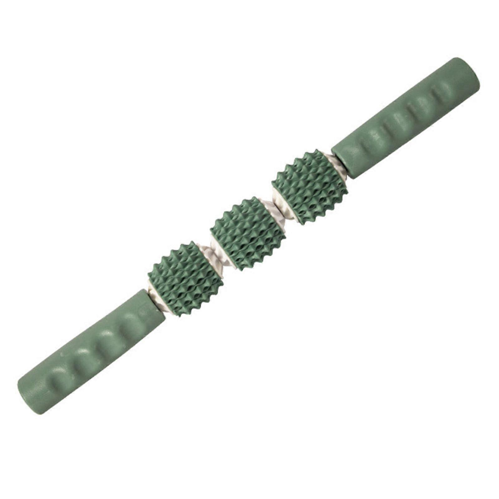 יוגה מקל עיסוי עמוק להרפות שרירים שלושה גלגלים מקל עיסוי לצוואר הגב