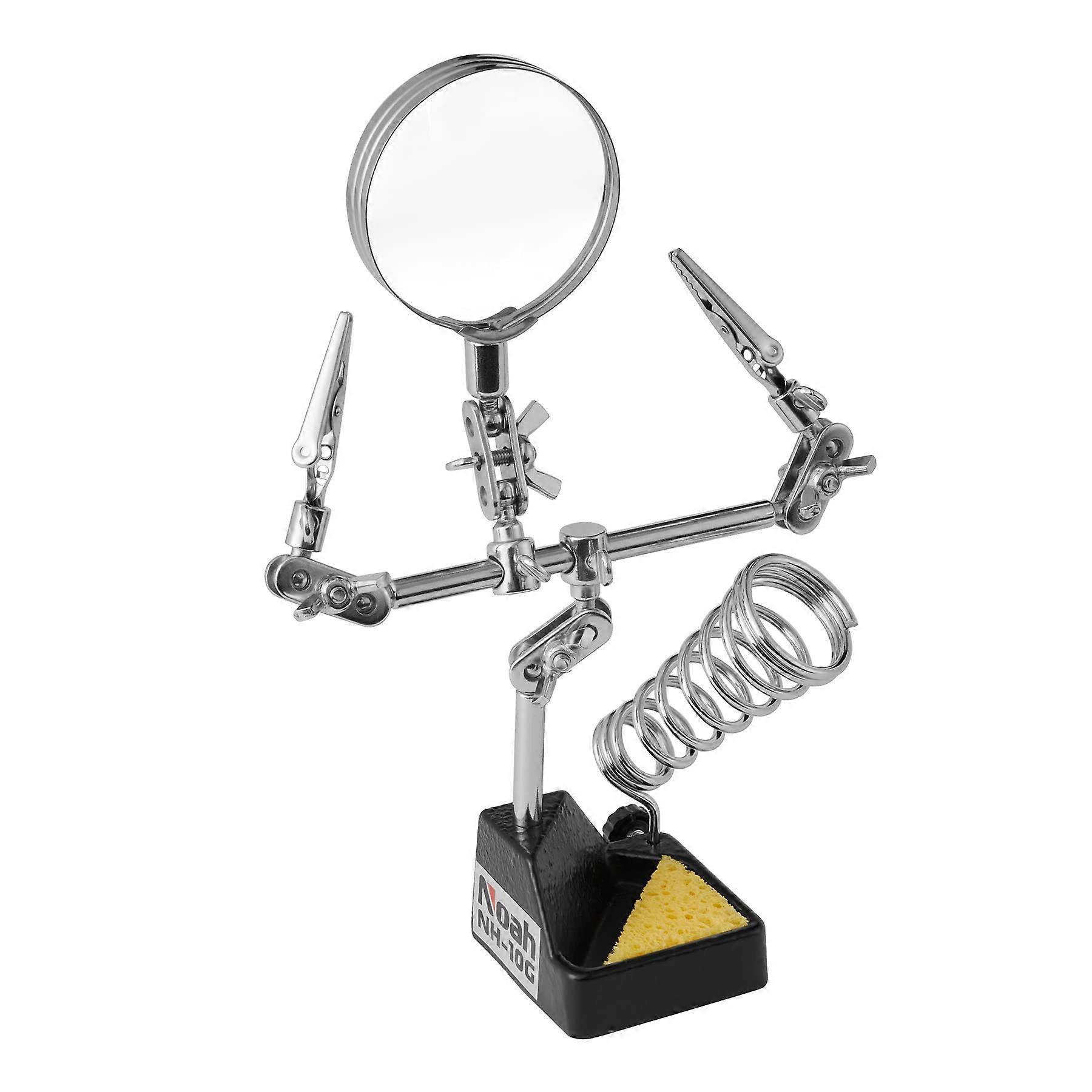 3-in-1 Helping Hands Magnifier with Dual Adjustable Alligator Clips, 2.5X Magnifying Glass, Soldering Iron Holder for Electronics