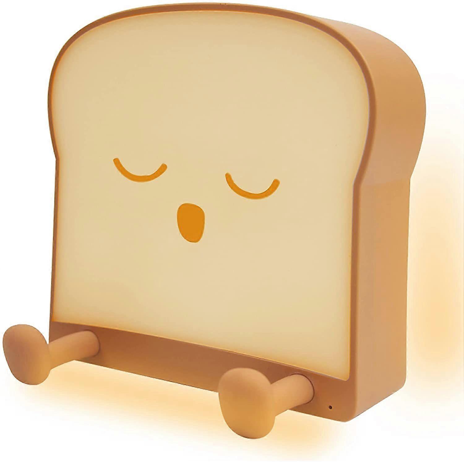Cute Toast Bread LED Night Lamp with Rechargeable and Timer, Portable Bedside Bed Lamp, Sleep