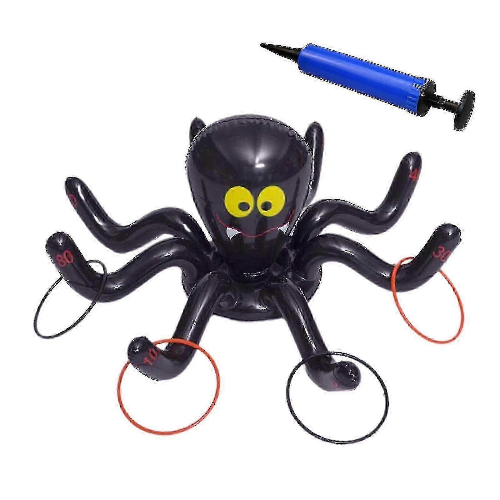 نفخ العنكبوت الدائري لعبة تفاعلية كبيرة العنكبوت هالوين الدعائم الديكور (1 العنكبوت + 4 حلقات + مضخة)